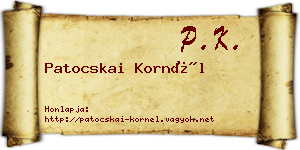 Patocskai Kornél névjegykártya