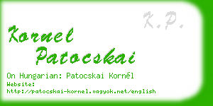 kornel patocskai business card