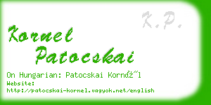kornel patocskai business card
